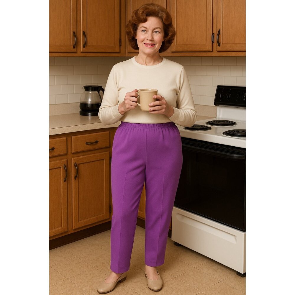Vintage 80s/90s Haband for Her Purple Elastic Waist Pleated Pants Size 12P